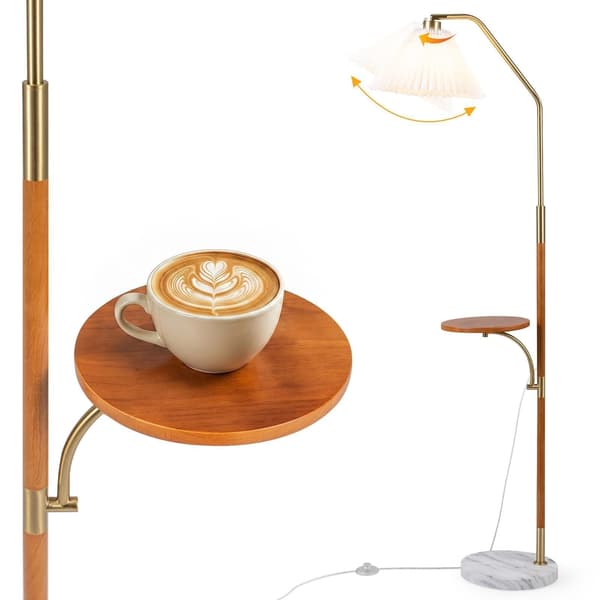 Gulvlampe med hylde 159,5 cm guld