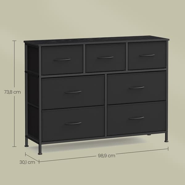 Kommode 30x98.8x73.7 cm Svart Stål