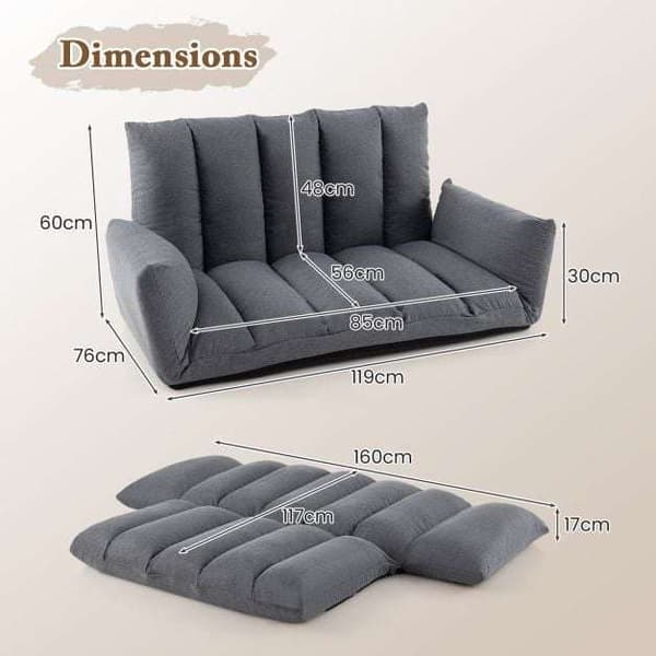 Gulvsofa, 119x76x60 cm, Grå , Star