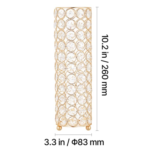 Blomstervase 26x8,3 cm Guld Krystal Cylinder Sæt