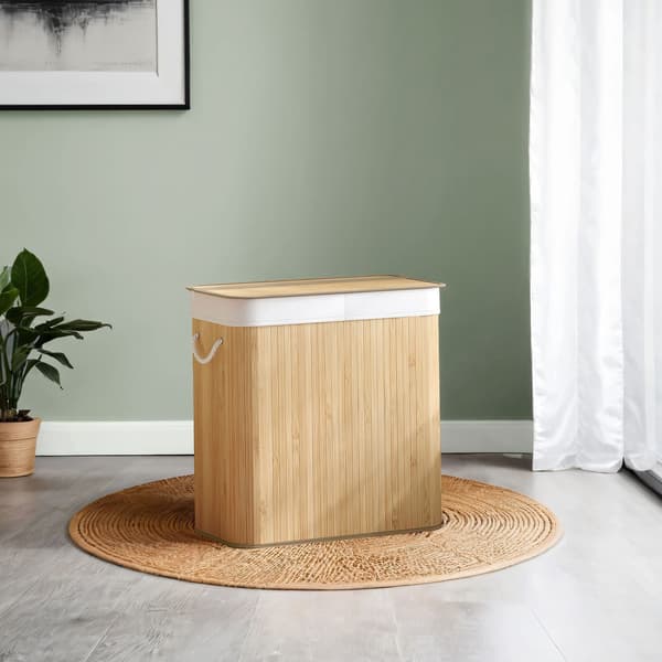 Pyykkikori 52x32x61 cm luonnonvärinen bambu