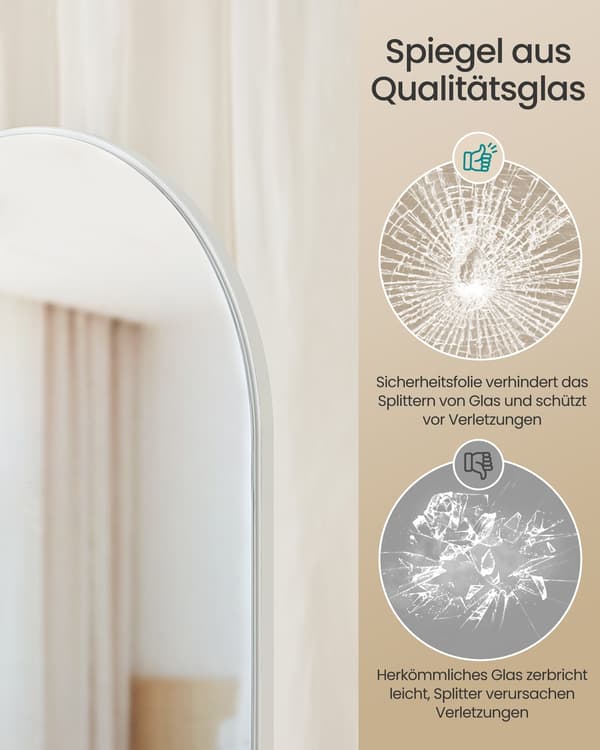 Helkroppsspegel 163x45 cm Vit Glas
