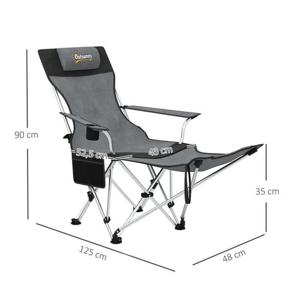 Campingstolset 125x48x90 cm Grå Metall