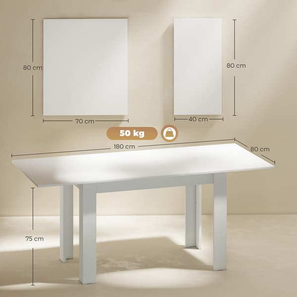 Förlängningsbar matbord 140/180x80 cm vit