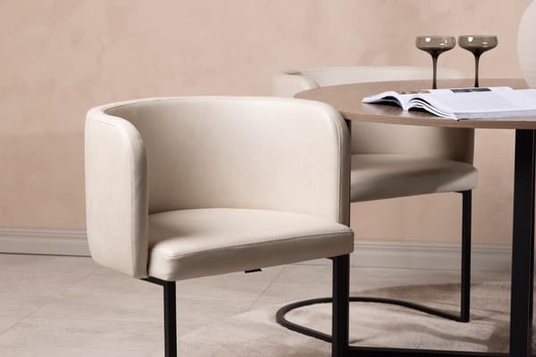 Spisebord og stol sæt 120 cm sort valnød beige MDF stål