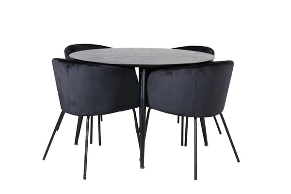 Spisebord og stol sæt 115 cm sort