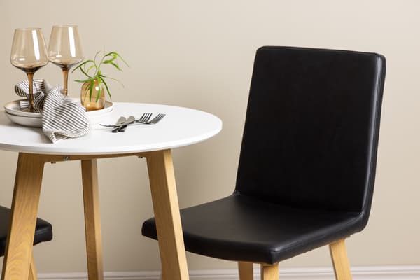 Spisebord og stole sæt Leonora 65 cm hvid eg sort