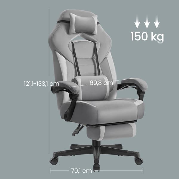 Gamingstol 72,4x69,7x118-128 cm Grå