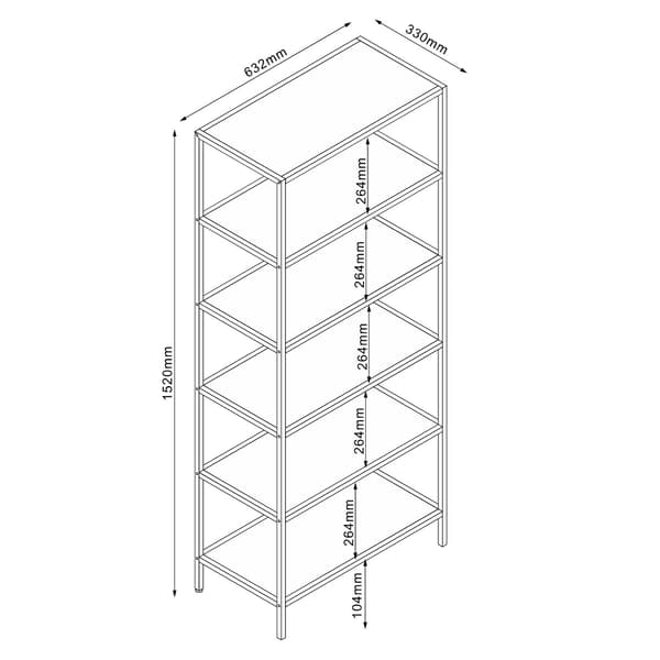 Hylde 63x33x152 cm Ask Sort metal