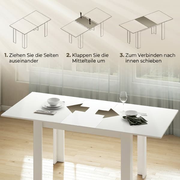 Förlängningsbar matbord 140/180x80 cm vit