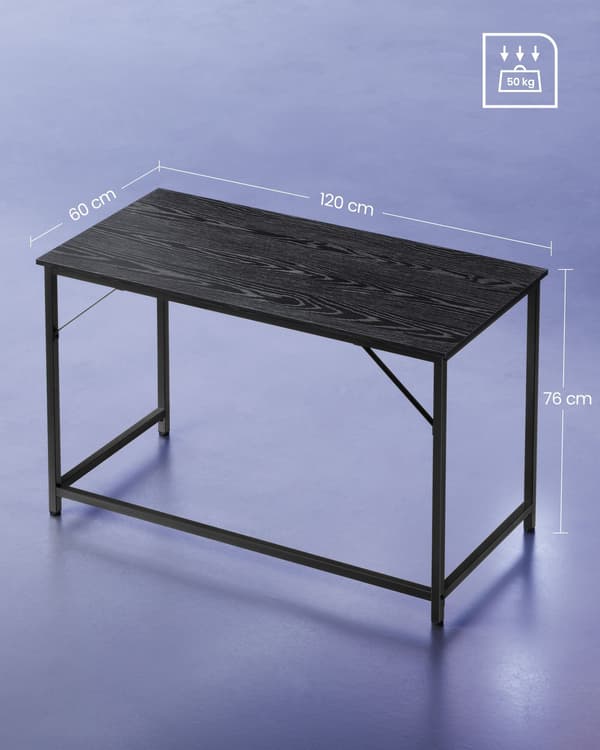 Computerskrivebord, 120x60x75 cm, Sort