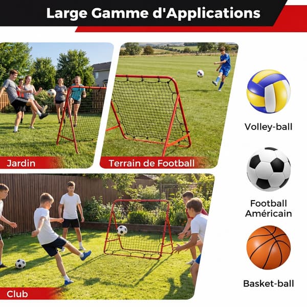 Fodbold Rebound Net Foldbart 102x87x44-72 cm rød
