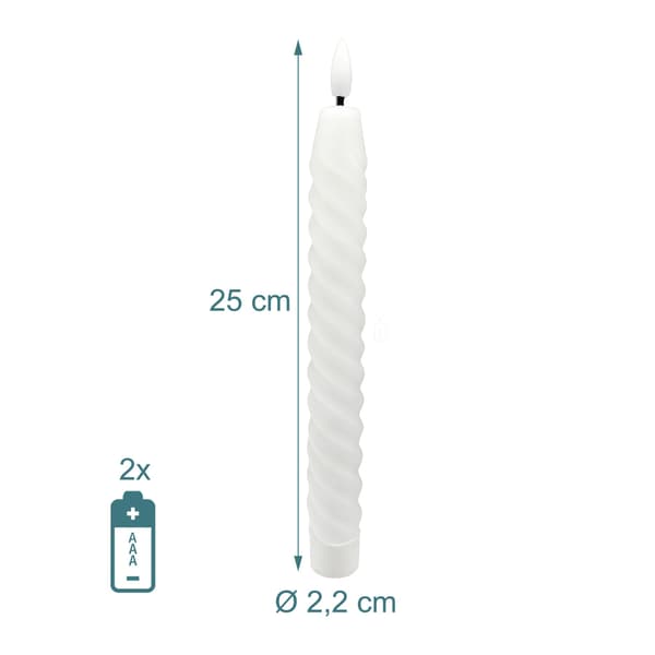 LED Taperljus Set, 25x2,2 cm, Vax, Kodustaar