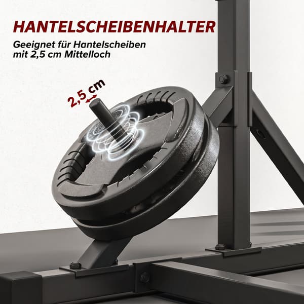Vægtskiveholder 2-niveau 122x100x201-217 cm sort