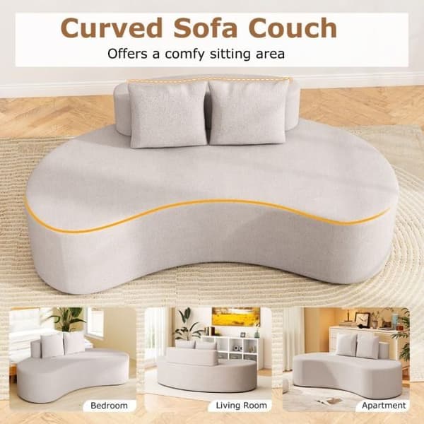 Sofa, Buet polstret sofa med 2 puder, 199,4x96,5x68,6 cm, grå, polyesterstof