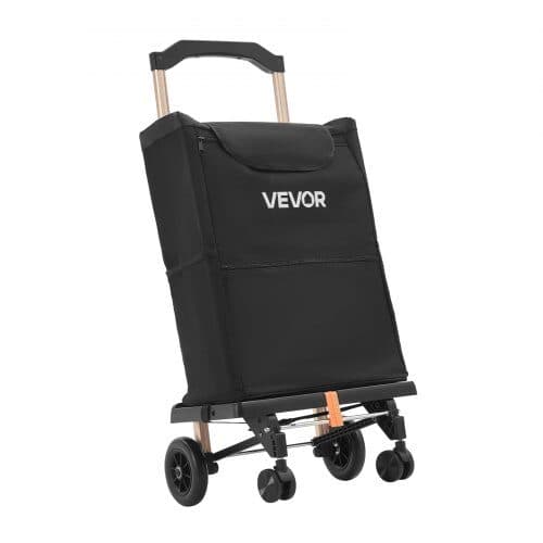 Indkøbsvogn med 4 hjul, foldbar, 39x20x52 cm, sort