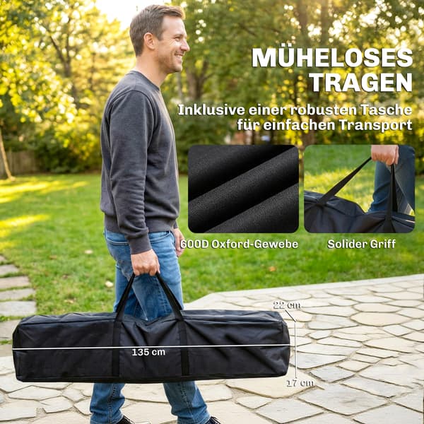 Hængekøjestativ Justerbart Foldbart 290x78x100 cm Sort Stål