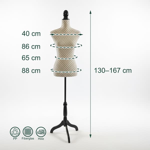 Mannequin 130x41x34 cm Beige Sort, Kodustaar