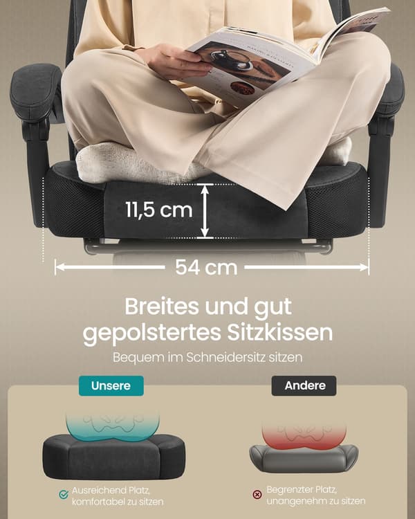 Gaming Stol 70x70x122 cm Sort, ergonomisk design