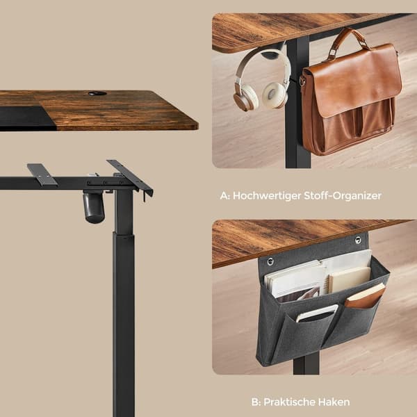 Højdejusterbart Skrivebord 120.1x60.1x72.1-120.1 cm Brun-Sort Stål