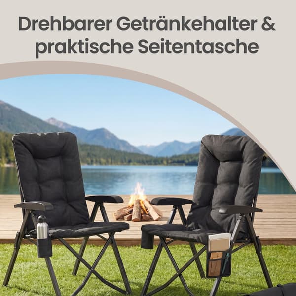 Campingstol 70x59,5x110 cm Sort Foldbar