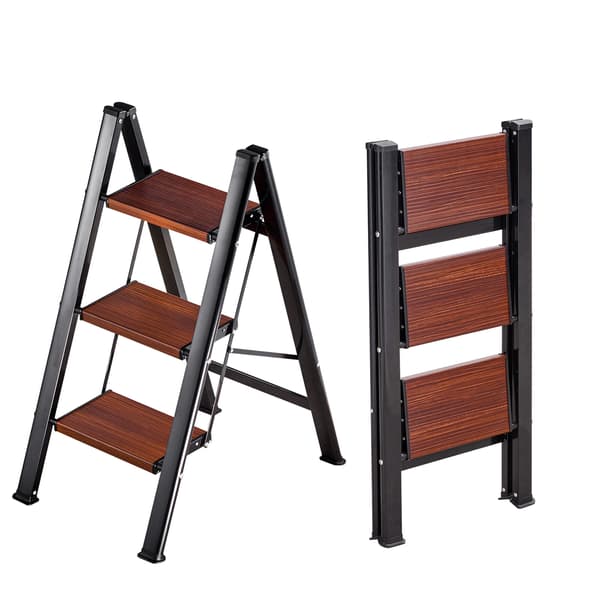 Trappestige 3 trin foldbar 44,5x65x85 cm sort aluminium