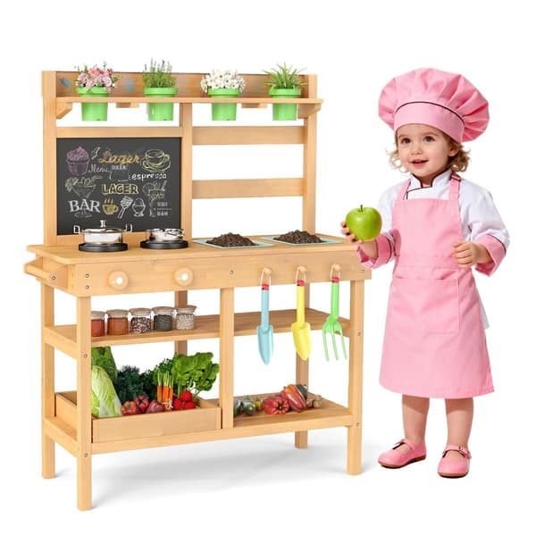 Mud Kitchen, 79x32x95 cm, Natur, Træ