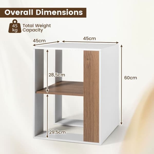 Sidebord 45x45x60 cm natur/hvid