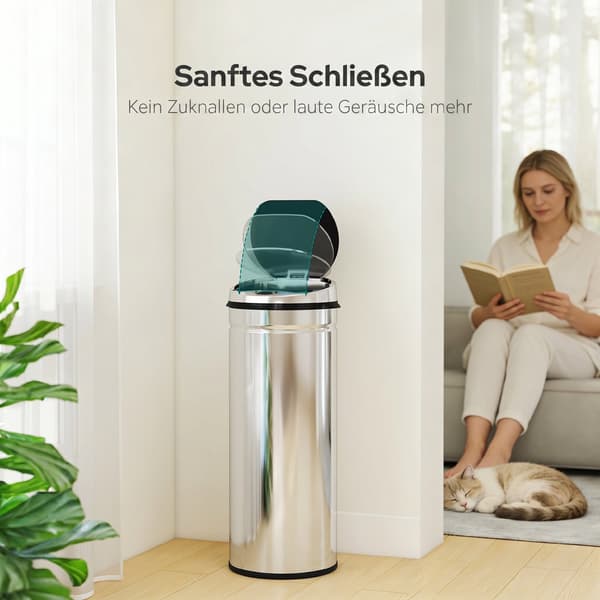 Sensor affaldsspand 50 L Ø30,5x81,5 cm sølv/sort