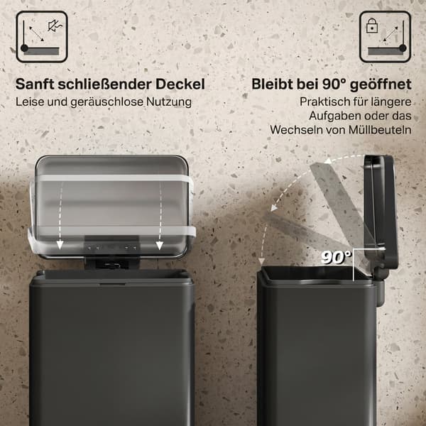 Pedalspand 20 L 34,2x30,6x44,2 cm mat sort