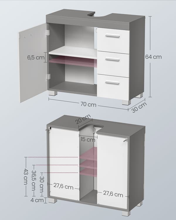 Peilikaappi 70x30x63,8 cm Harmaa MDF