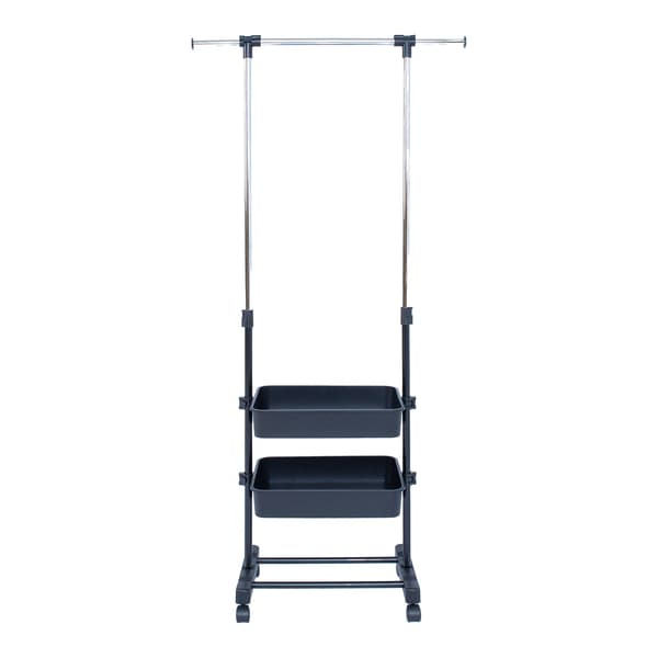 Tøjstativ 47-77x29x92-165 cm sort justerbart stål