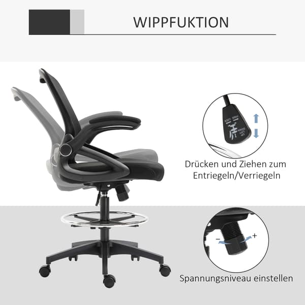 Kontorstol, 64x60x106-126 cm, Sort