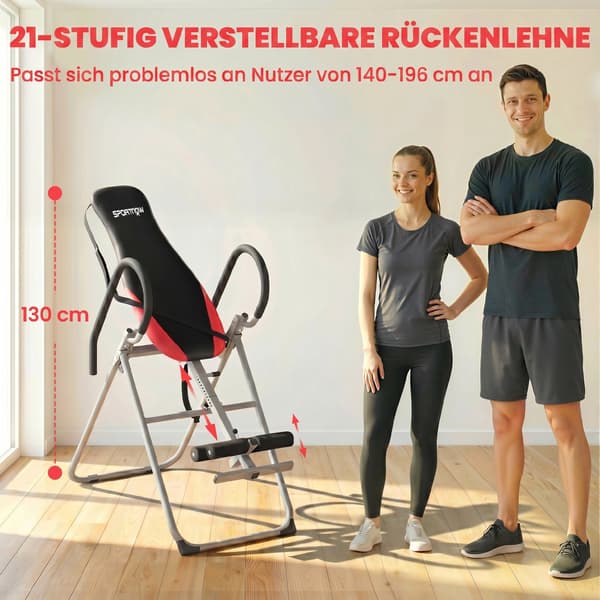 Inversionstabel Foldbar 122x59x130 cm sort/rød