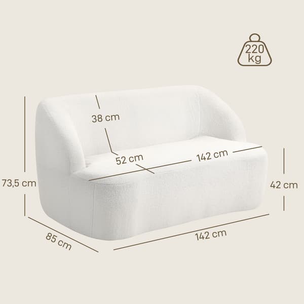 Sofa, 142x85x73,5 cm, Hvid