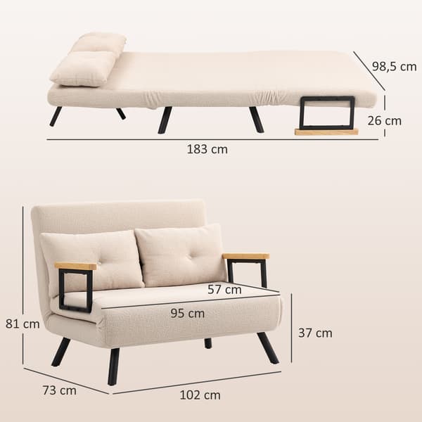 Bäddsoffa, 102x73x81 cm, Beige, tyg