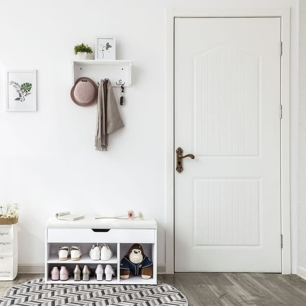 Skobænk 80x44x30 cm hvid spånplade