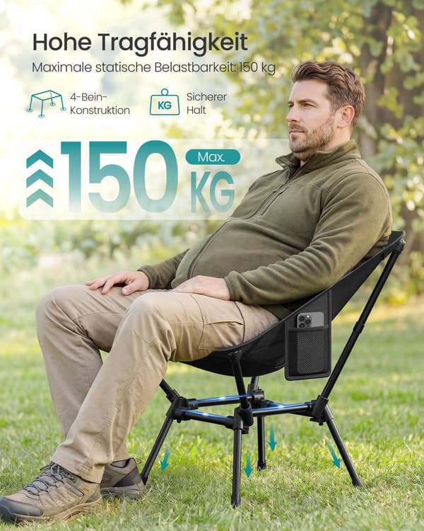 Campingstol 48x56x69 cm Sort Stålramme