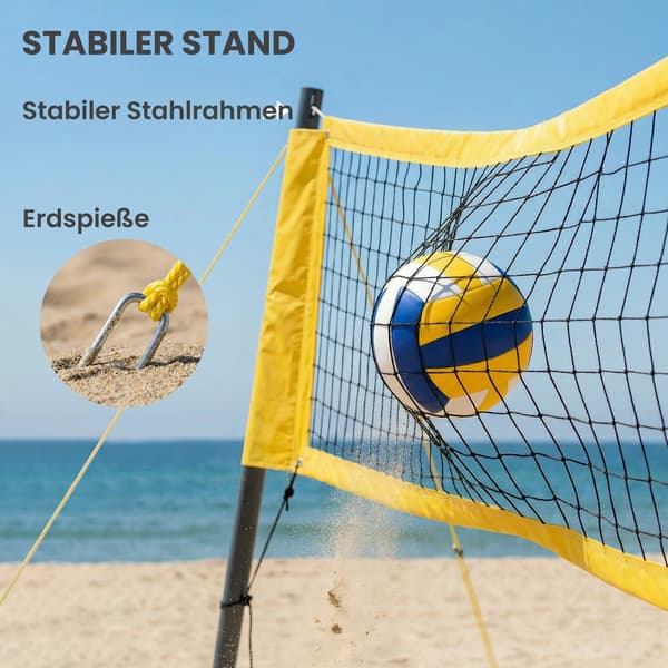 Volleyballnet sæt 950x100x248 cm sort stål