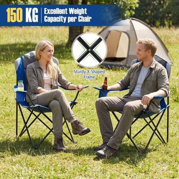 Sammenklappelig campingstol 93x62x102 cm blå