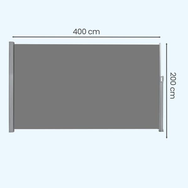 Side markise 200x400 cm grå aluminiumlegering