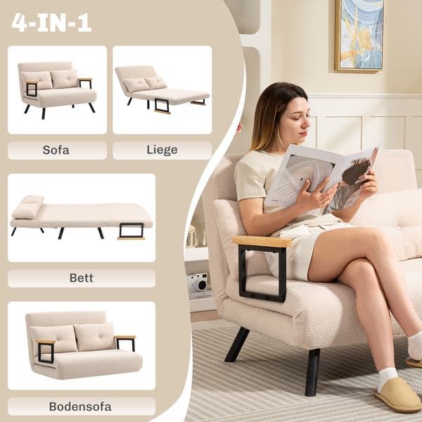 Bäddsoffa, 102x73x81 cm, Beige, tyg
