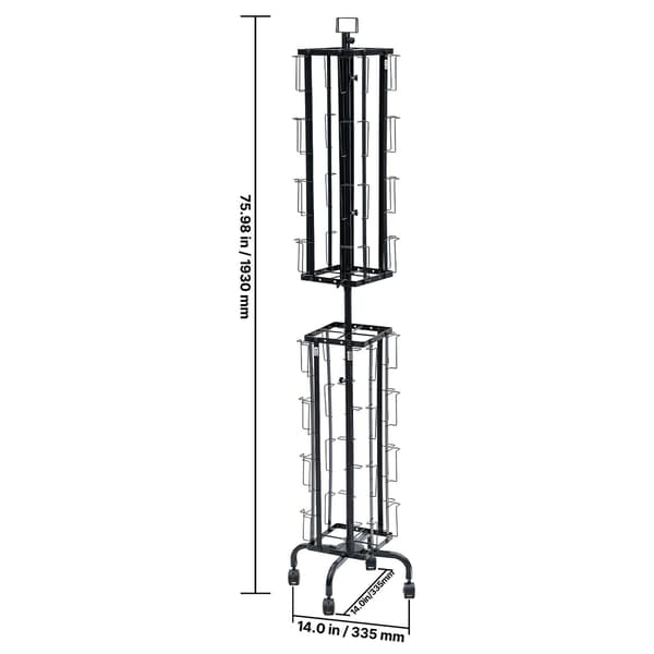 Kortdisplaystativ, 45x45x193 cm, Sort, Roterende opbevaring