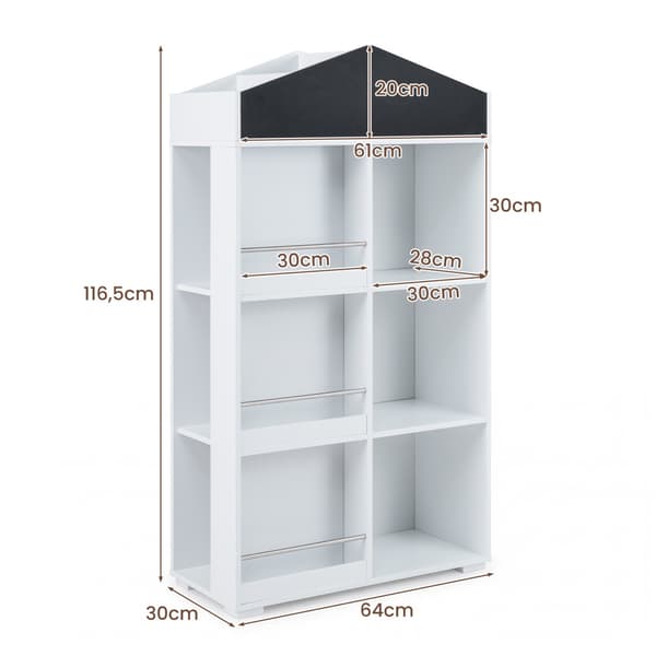 Børnebibliotek 64x30x116,5 cm hvid