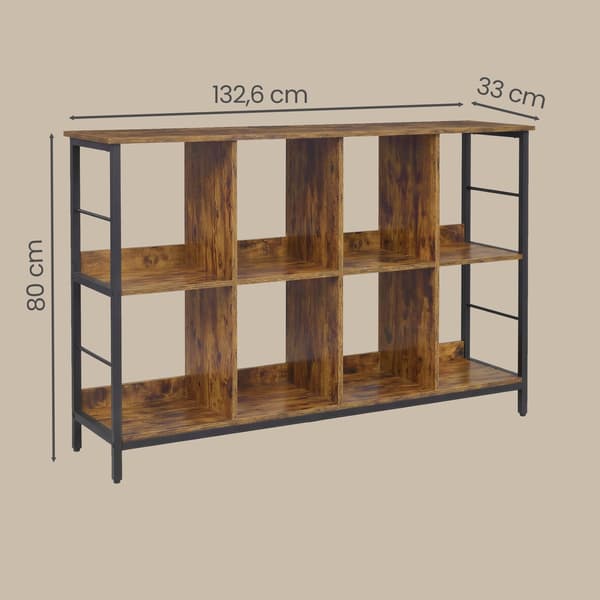 Bogreol 80x33x149 cm Brun-Sort Træ-Stål
