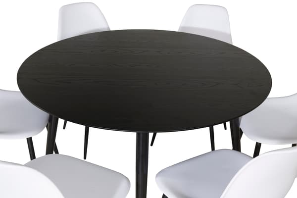 Spisebord og stole sæt 115 cm sort plast