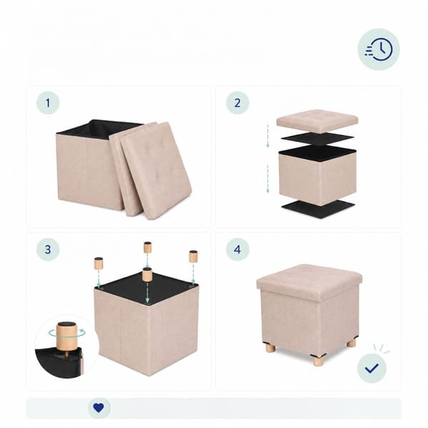 Opbevaringspuf med sæde, beige nuancer, Kodustaar