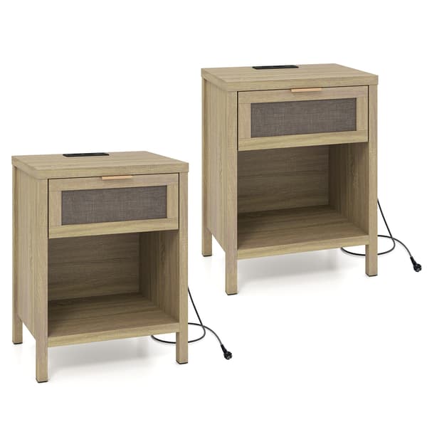 Sengeborde sæt med 2 stk. 50x38x64,5 cm eg
