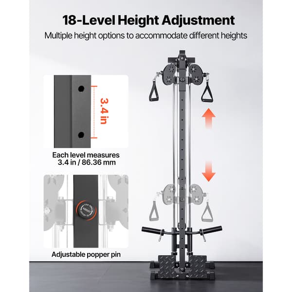 Kabelmaskin 3-i-1 Rodd Lat Pulldown 77,5x76x201,5 cm Svart Stål