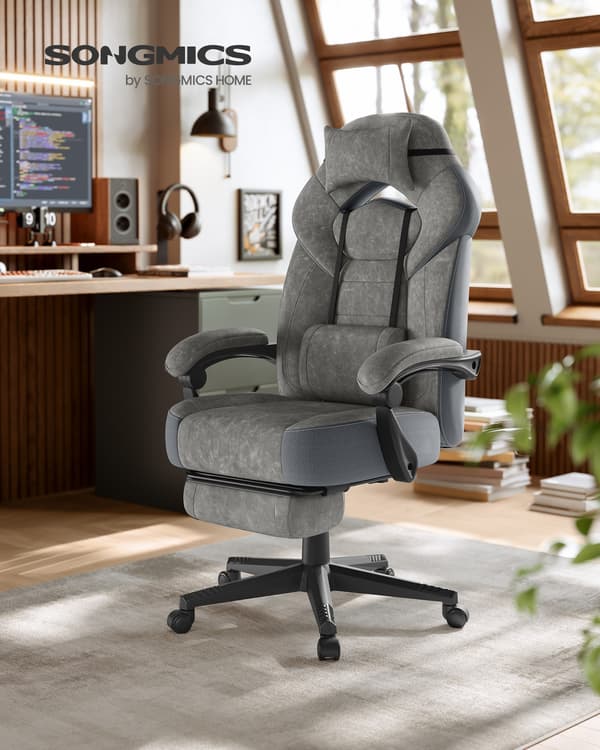 Gamingstol, 72,4x69,7x118-128 cm, Grå